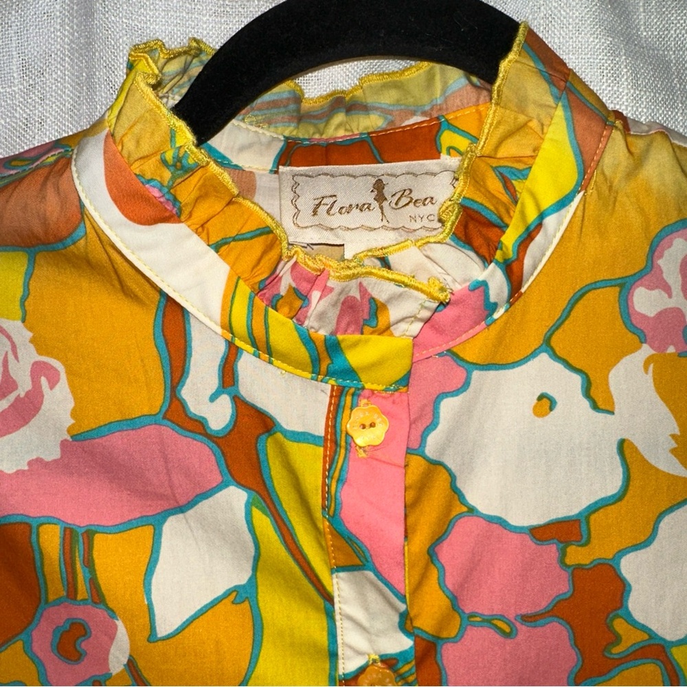 Flora Bea NYC Womens M Floral Kora Dress Multicolor Long Sleeve Boho High Neck - Picture 11 of 11